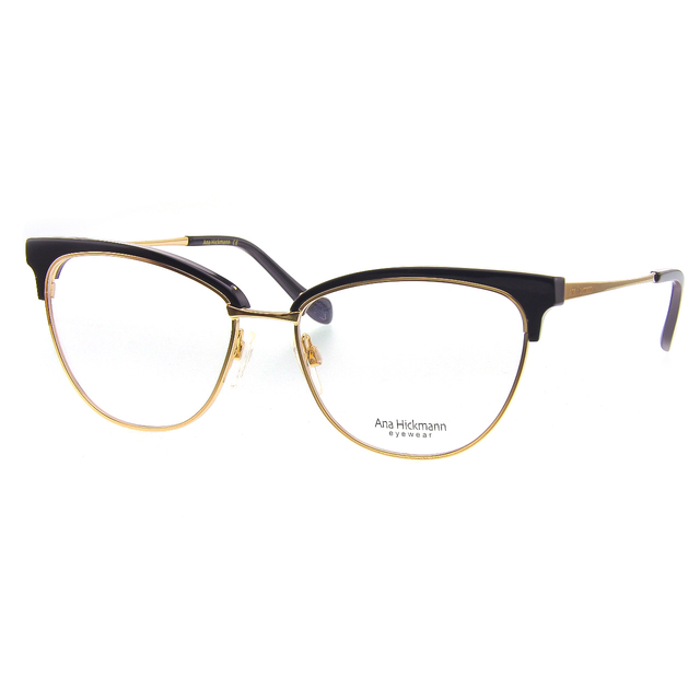 Óculos de Grau Ana Hickmann Gatinho Preto e Dourado