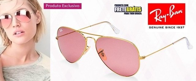 Oculos de Sol Ray Ban Aviador Rosa RB3025 Feminino