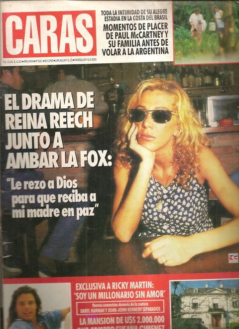 Revista Caras - Diciembre de 1993 - Reina Reech - Ambar La Fox - Ricky Martin - Paul Mc Cartney