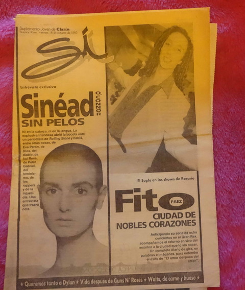 Suplemento SI de Clarín - 16 de Octubre de 1992 - Fito Paez - Sinead O'Connor - Izzy Stradlin