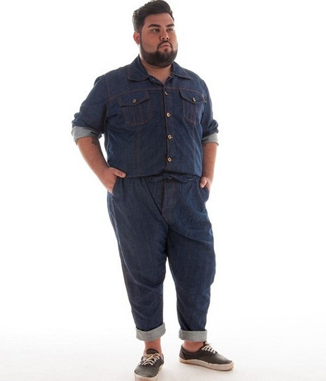 macacão jeans masculino plus size