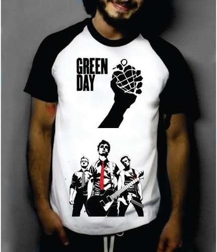 Camiseta Raglan Manga Curta Green Day Banda De Rock