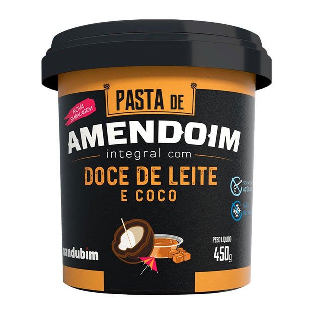 PASTA DE AMENDOIM DOCE DE LEITE E COCO 450G - MANDUBIM