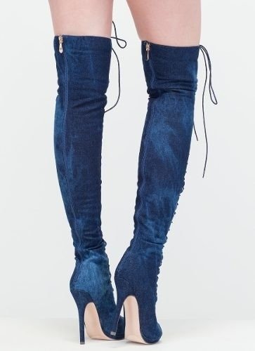 bota cano alto jeans