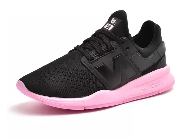tenis new balance feminino preto com rosa