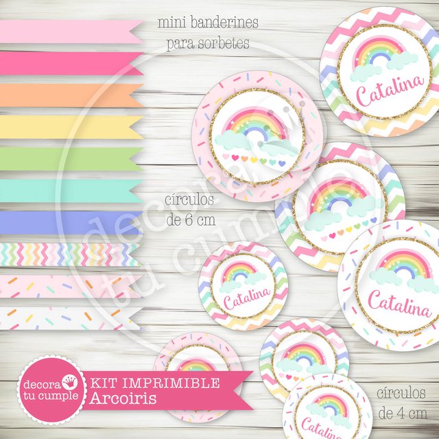 Kit Imprimible Personalizado Arcoiris