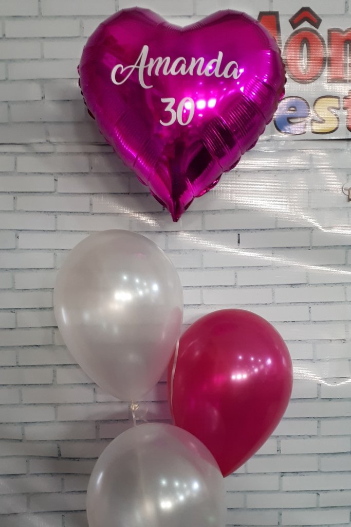 Arranjo de Balões Metalizado e Látex Tons Pink e Branco