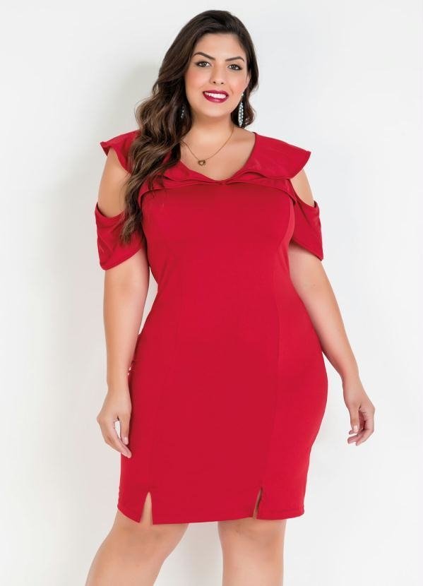 vestido vermelho curto plus size