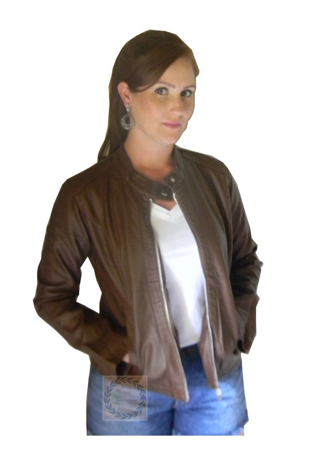 jaqueta em couro ecologico feminina