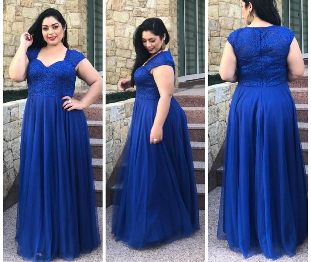vestido de madrinha plus size azul