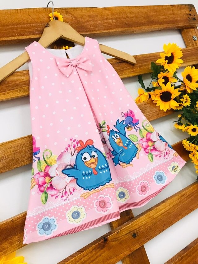 vestido da galinha pintadinha rosa e azul