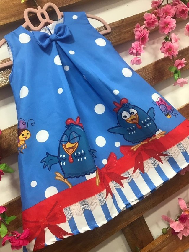 vestido azul galinha pintadinha