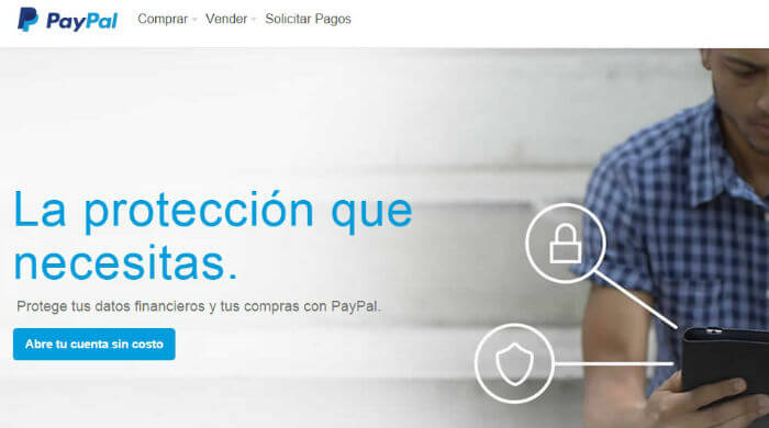 Ejemplo de landing page de PayPal