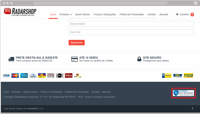 Exemplo Site Blindado