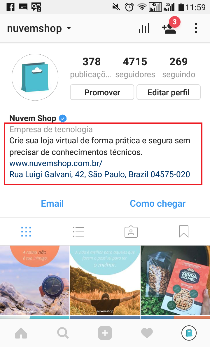 Detalhe em vermelho mostrando a Bio