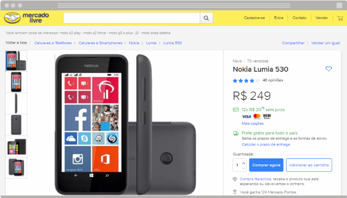 Exemplo de anuncio MercadoLivre