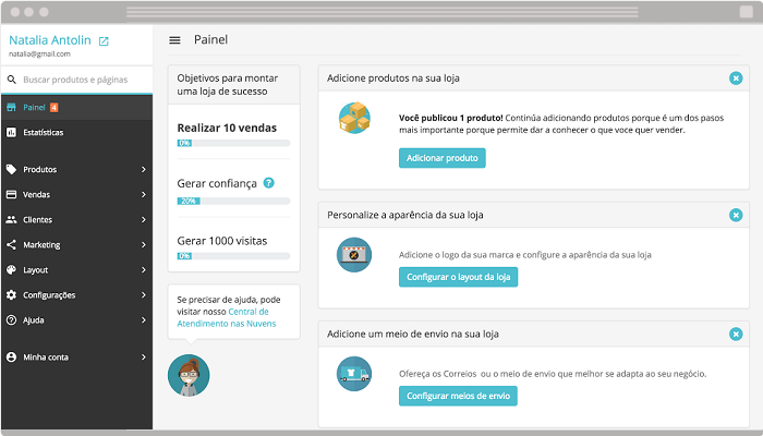 Gerenciar loja virtual Nuvem Shop
