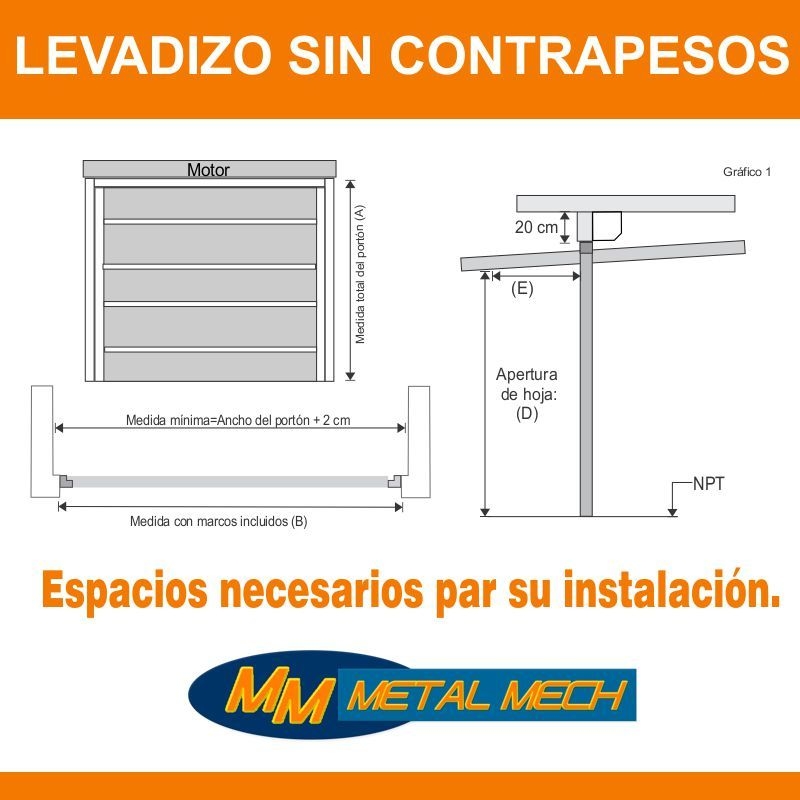 Portón levadizo automático. De 2.70 x 2.35 Ideal Camioneta o 4x4 Sin