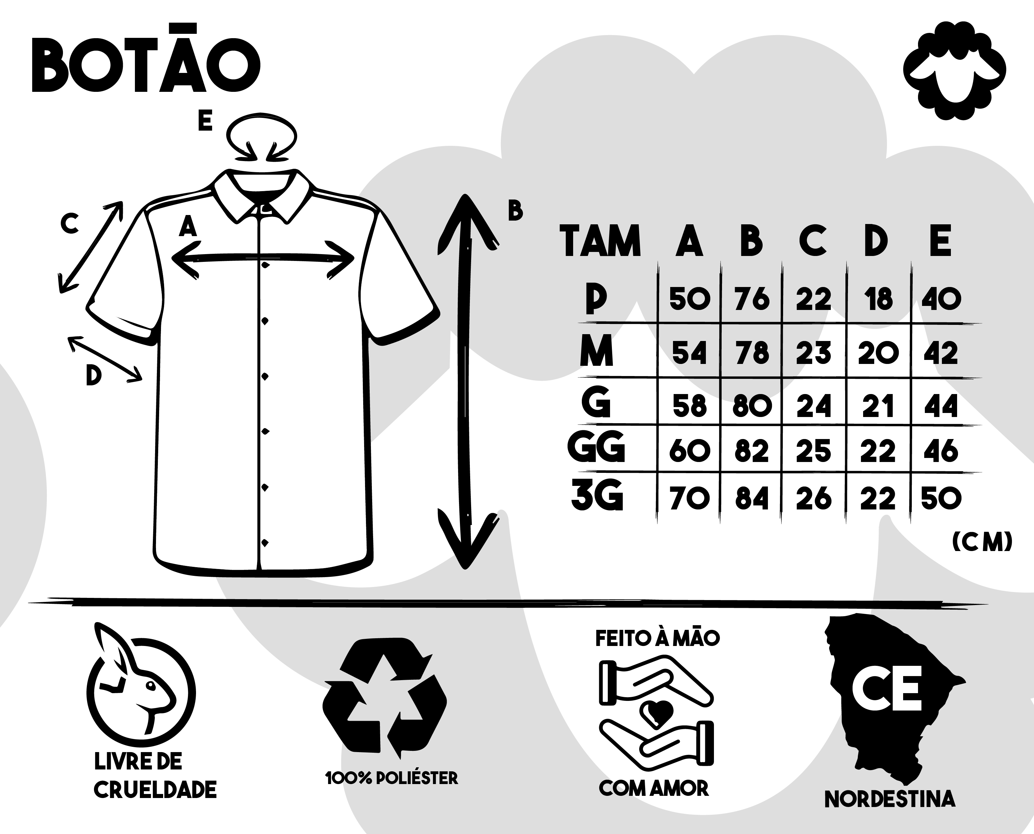 tamanho de camisa 3g