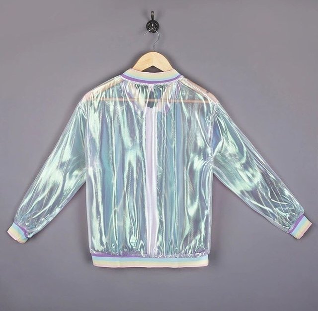jaqueta transparente holográfica