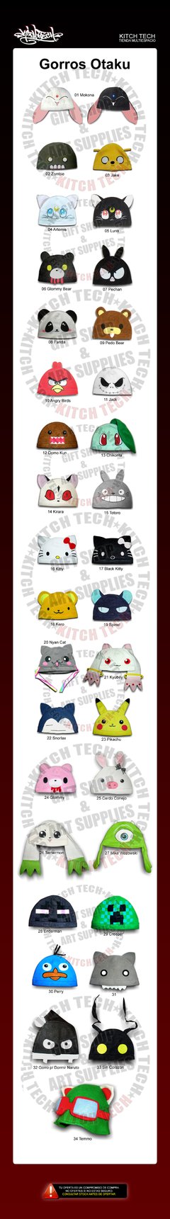 gorro polar personajes series / dibujos / anime / kawaii