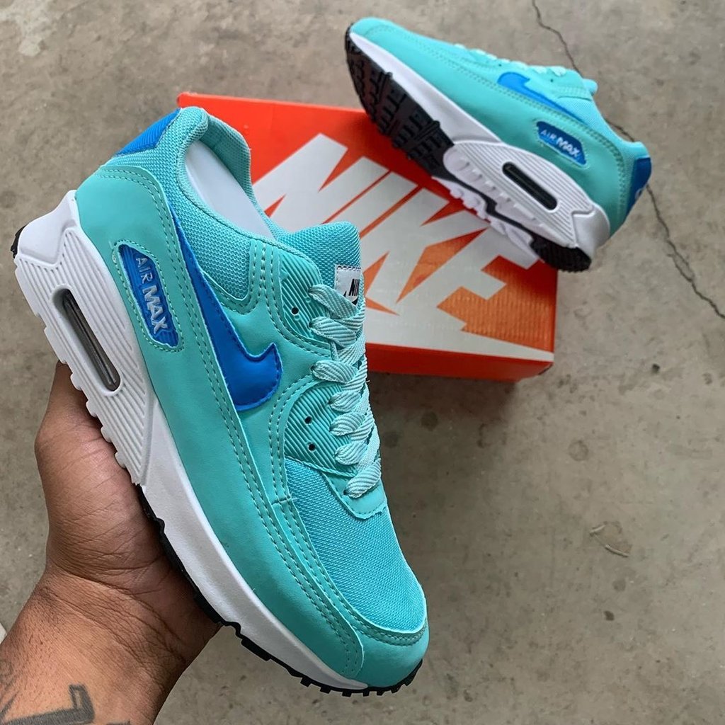 air max 90 cinza e verde agua