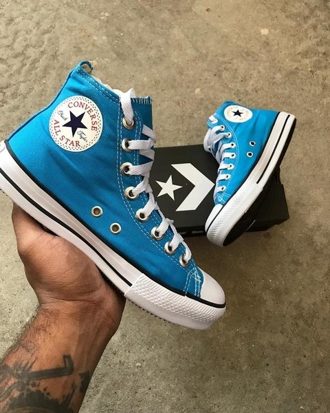 all star azul turquesa cano alto