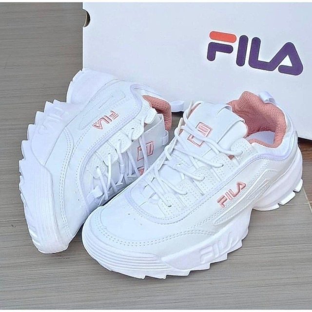 fila disruptor rosa e branco