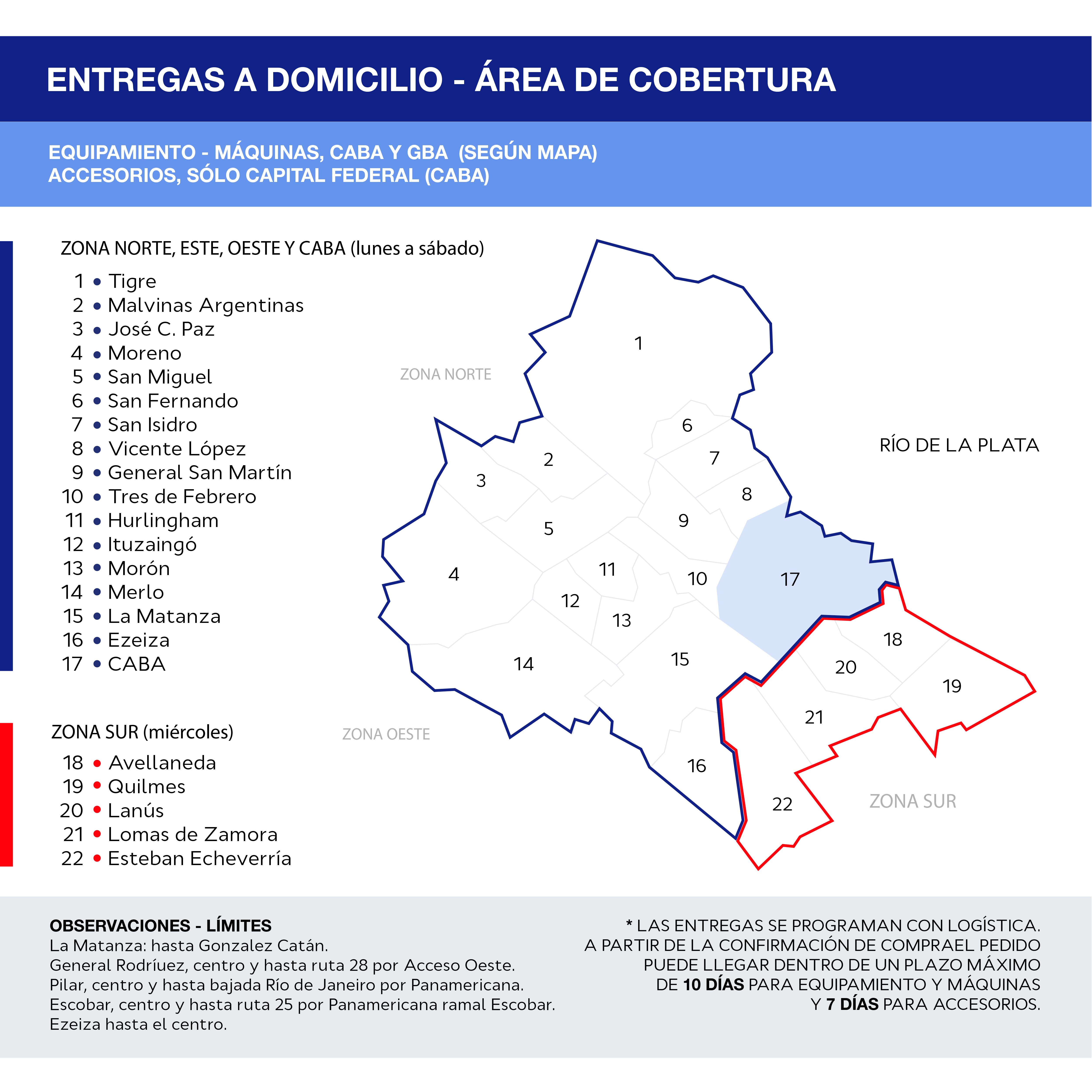 Mapa de zonas de entrega de Fitness Show