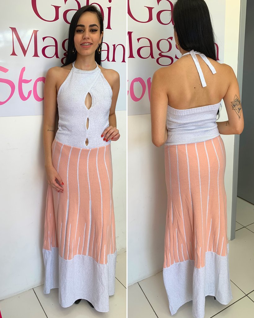 vestido rose brilhoso