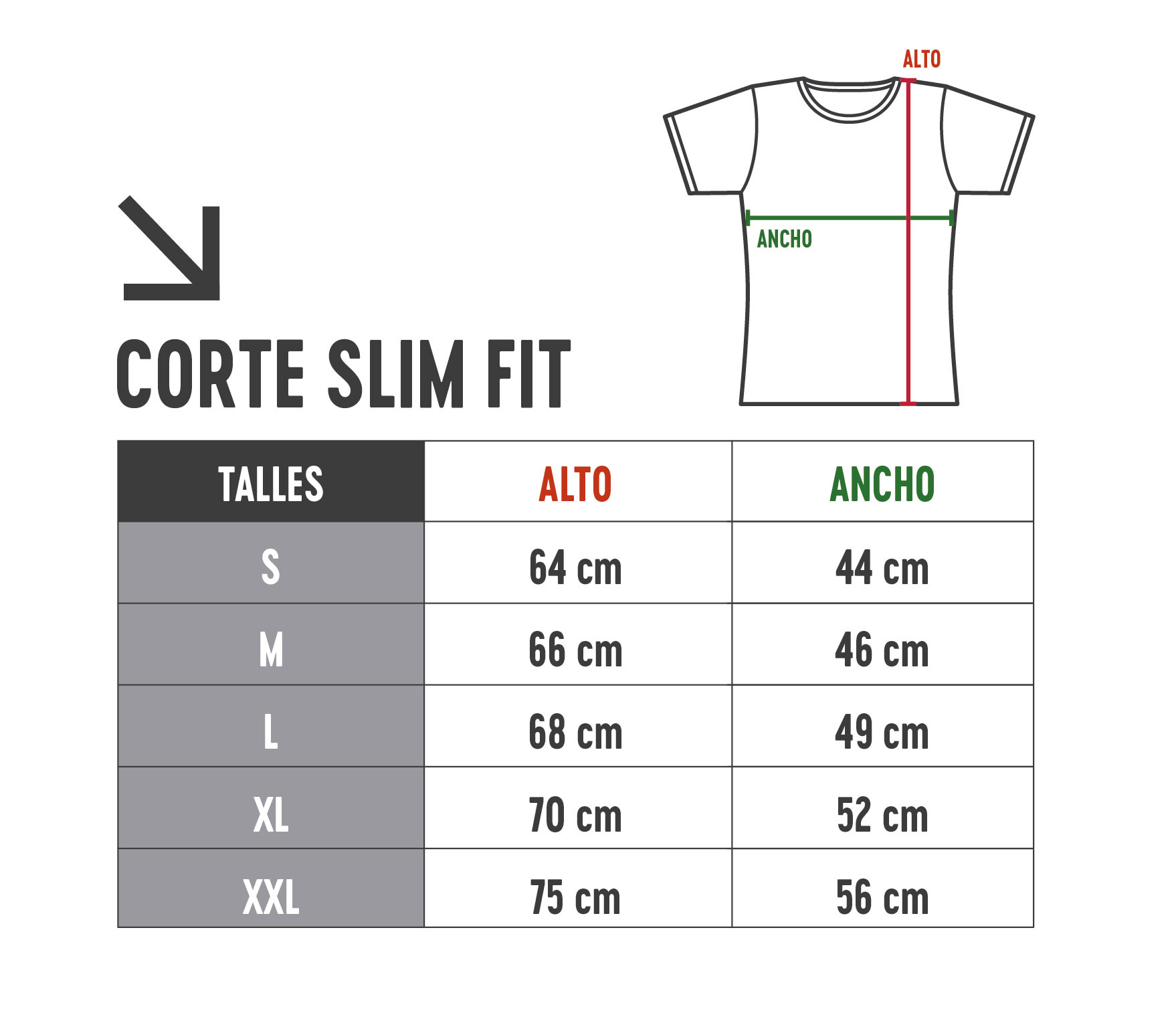 Look And Beer - Tabla de talles remeras