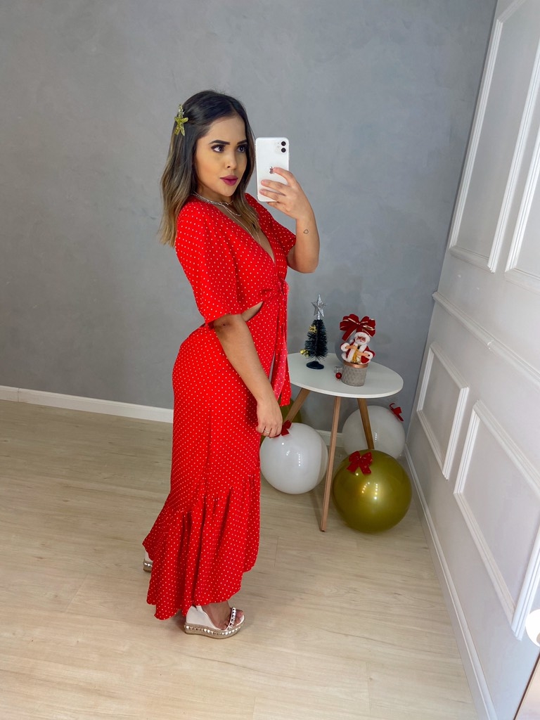 vestido mullet vermelho