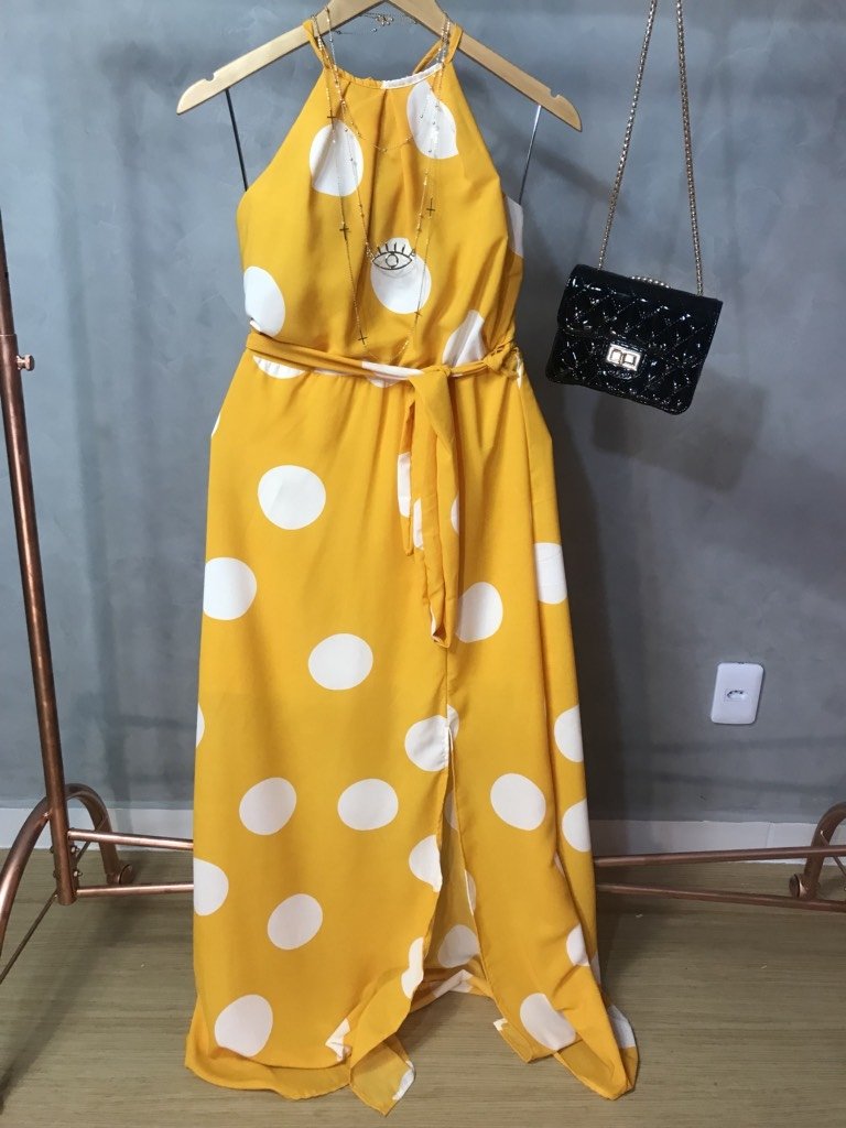 vestido poá amarelo