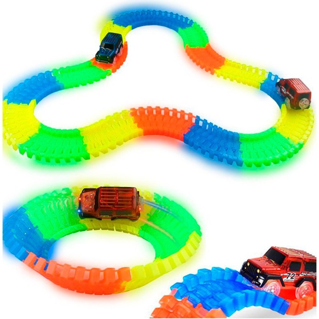 pista de autos flexible y luminosa