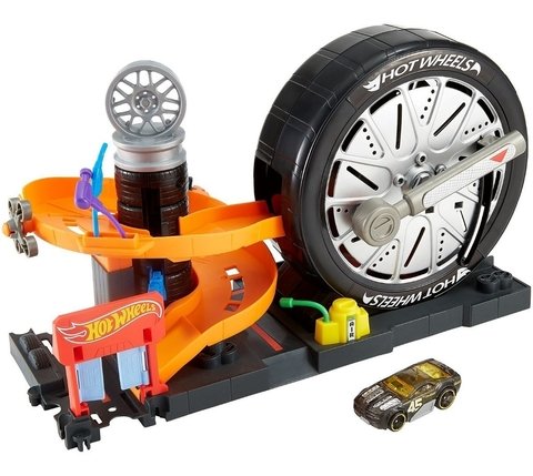 autopista hot wheels turbina de choque