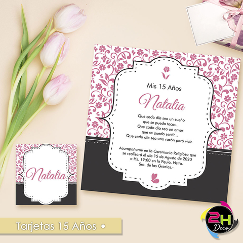 Tarjetas De 15 Anos Invitaciones Para Fiestas De 15 Fucsia Y Negr