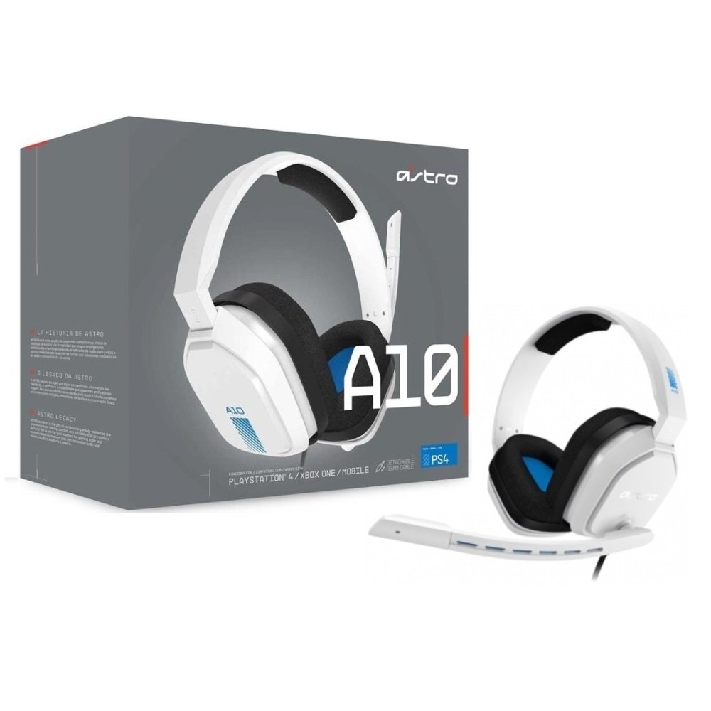 Headset Gamer Astro A10 Ps4 Branco Azul Pc Console P2 Estereo 939