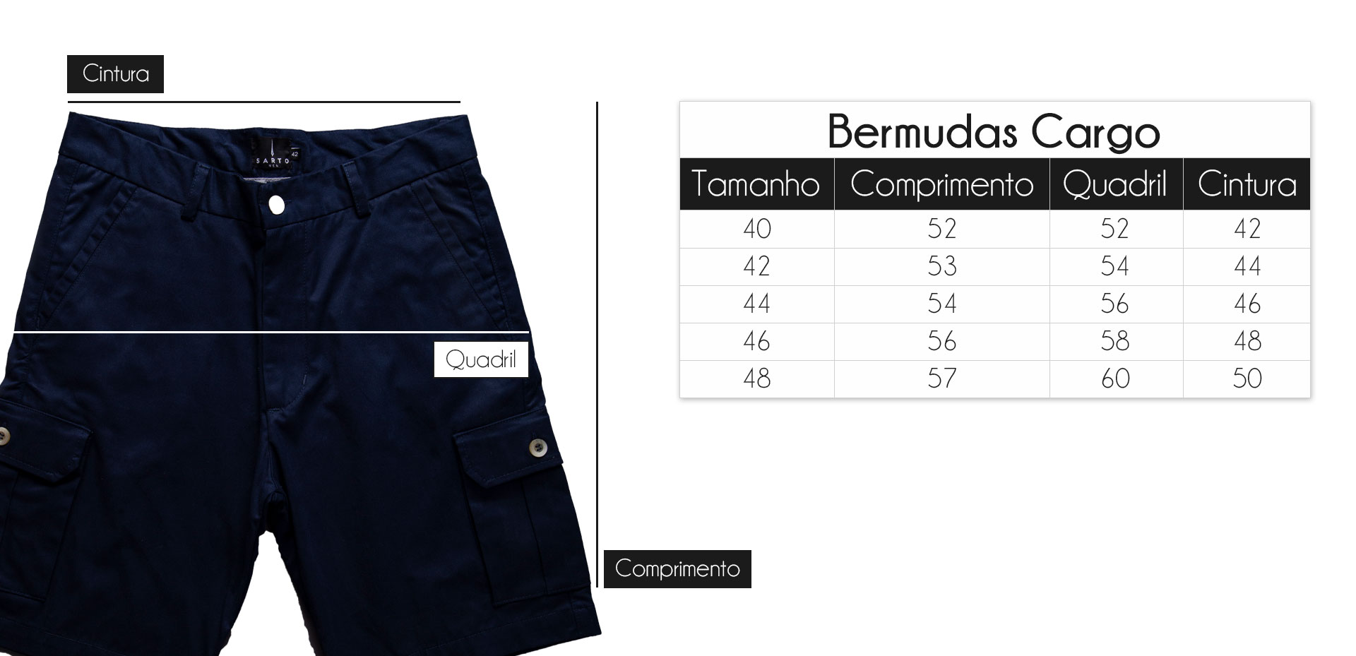 Medidas de Bermudas Cargo
