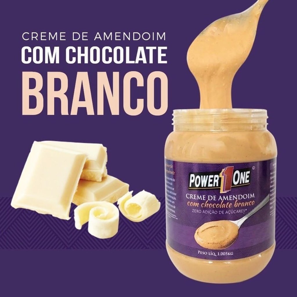 CREME DE AMENDOIM COM CHOCOLATE BRANCO 1,005KG POWER ONE
