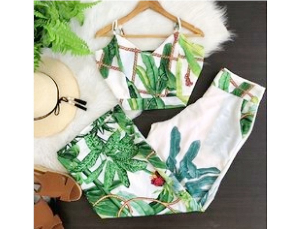 conjunto cropped e pantalona