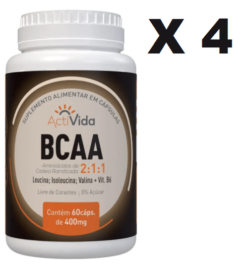 4 BCAA + Vitamina B6 60 Caps - Loja Vida Natural