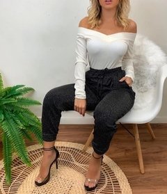 calça jogger lurex feminina