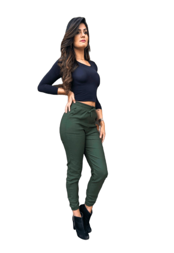 calça verde militar feminina com bolsos