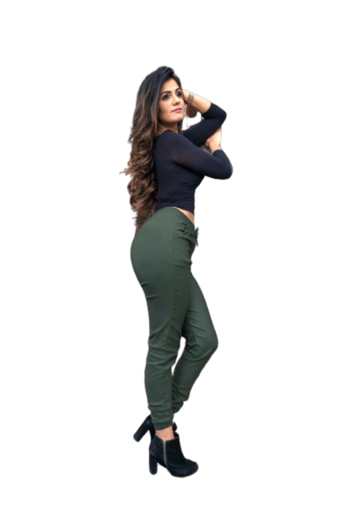 calça cor verde militar feminina
