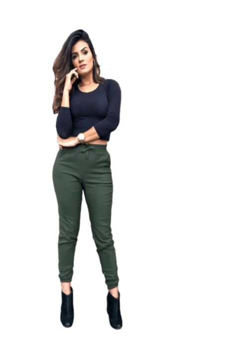 calça jogger feminina verde militar