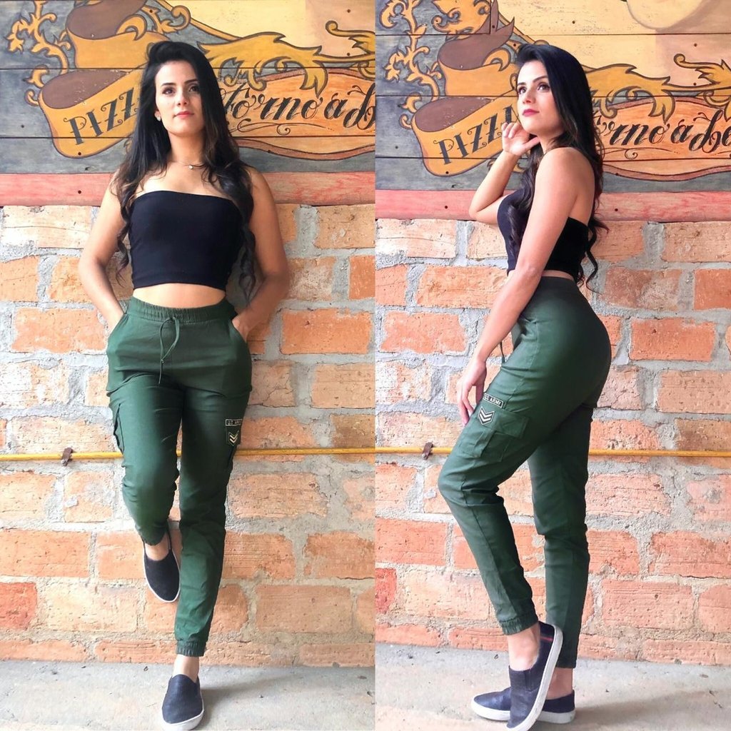 calça jogging verde militar