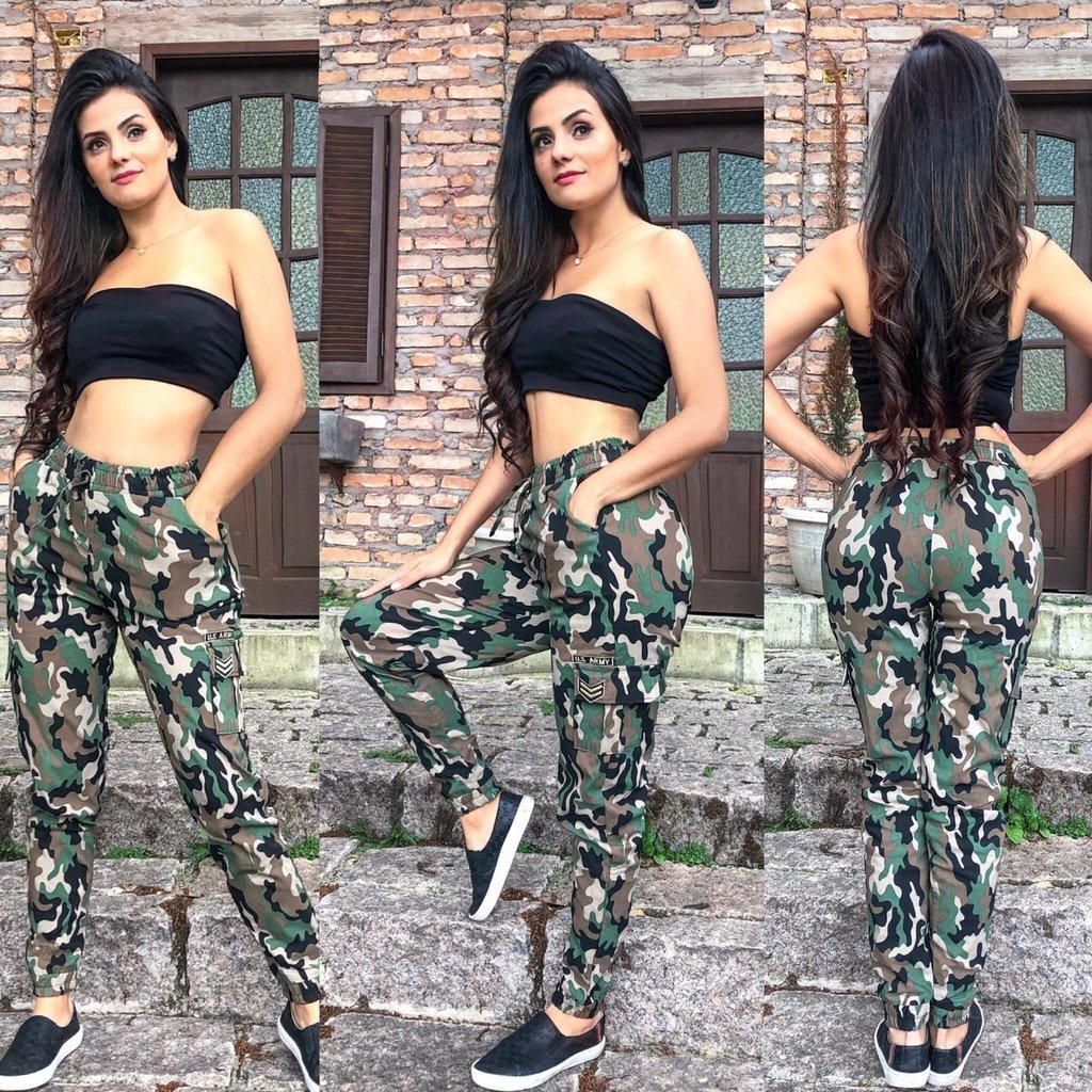 calça camuflada feminina com bolsos