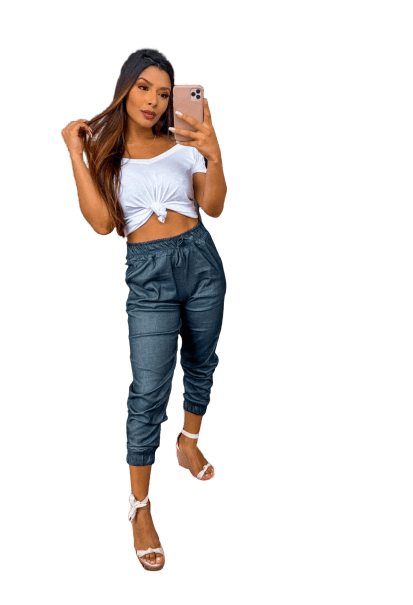 calça jogger azul feminina