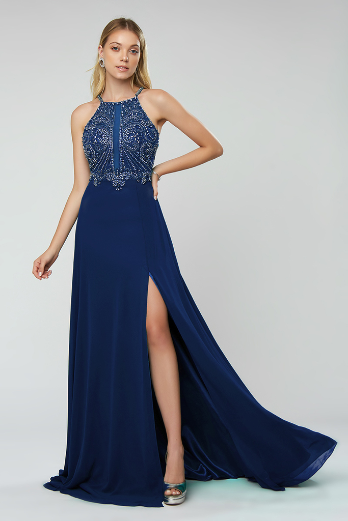 vestidos longos azul