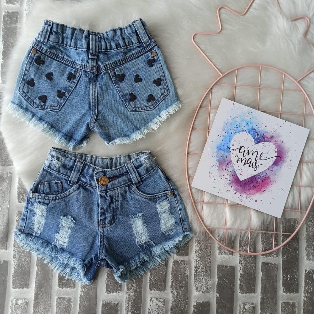 short jeans enrugado